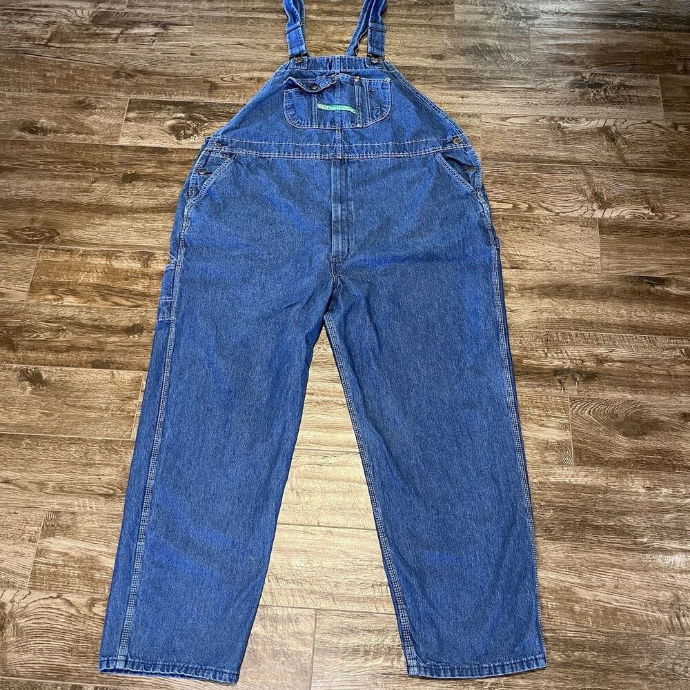 Vintage Key Imperial Overalls Men's 50x32 Blue Denim Carpenter Workwear Farm